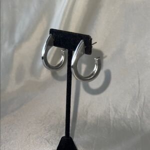 Modern Sterling Silver Teardrop Hoop Thick Minimalist Earrings